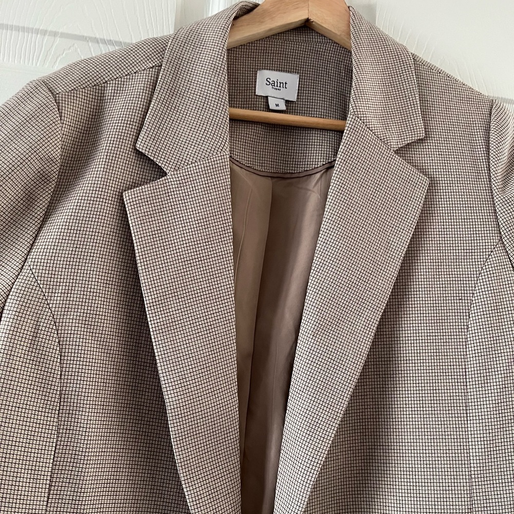 Oversize beige patterned blazer - Picture 2 of 2